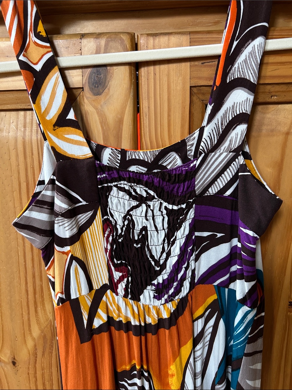 1. State Maxi Dress Bold Abstract Floral Print Sleeveless 100% Rayon - Picture 5 of 7